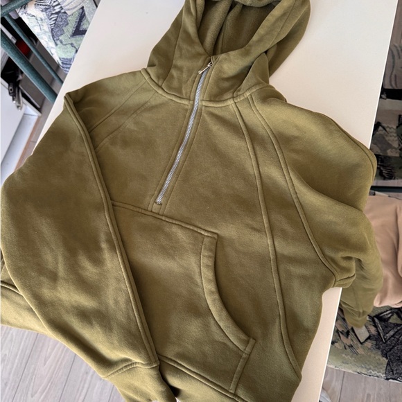 Amazon Olive Women's Half-Zip Hoodie - Picture 3 of 4